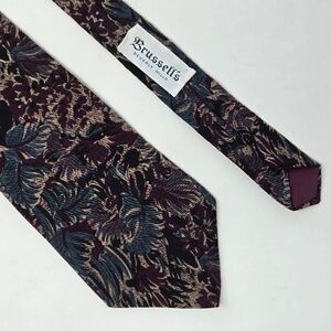 ENRICO GUCCINI HAND MADE ITALY SILK TIE PURPLE TAN GREEN BLACK FLORAL 3.5" X 58"